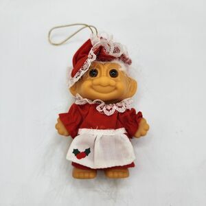 Vintage RUSS Troll Doll Christmas Tree Ornament Mrs. Claus Santa Wife 4" Holiday